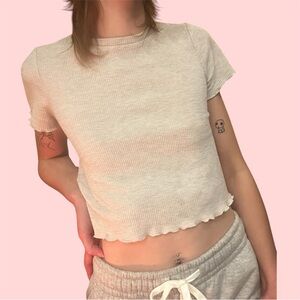 Wild Fable Excellent condition Crop Waffle tee with ruffle hem